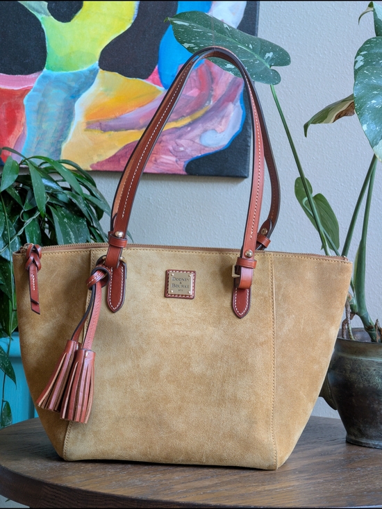 Dooney & Bourke Handbags - Dooney & Bourke Maxine Chamois Yellow Suede Tote Bag